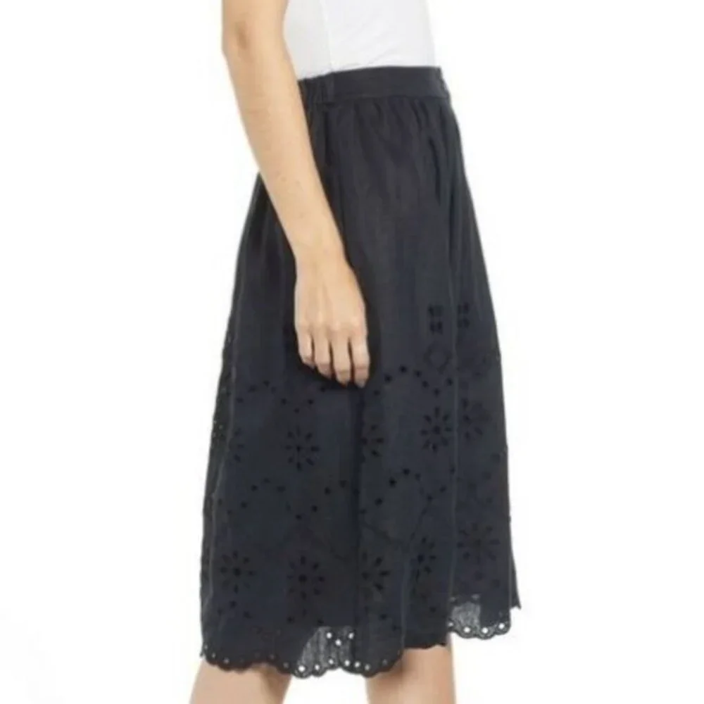 Black Rachel Parcell Eyelet Linen Skirt (NWT)